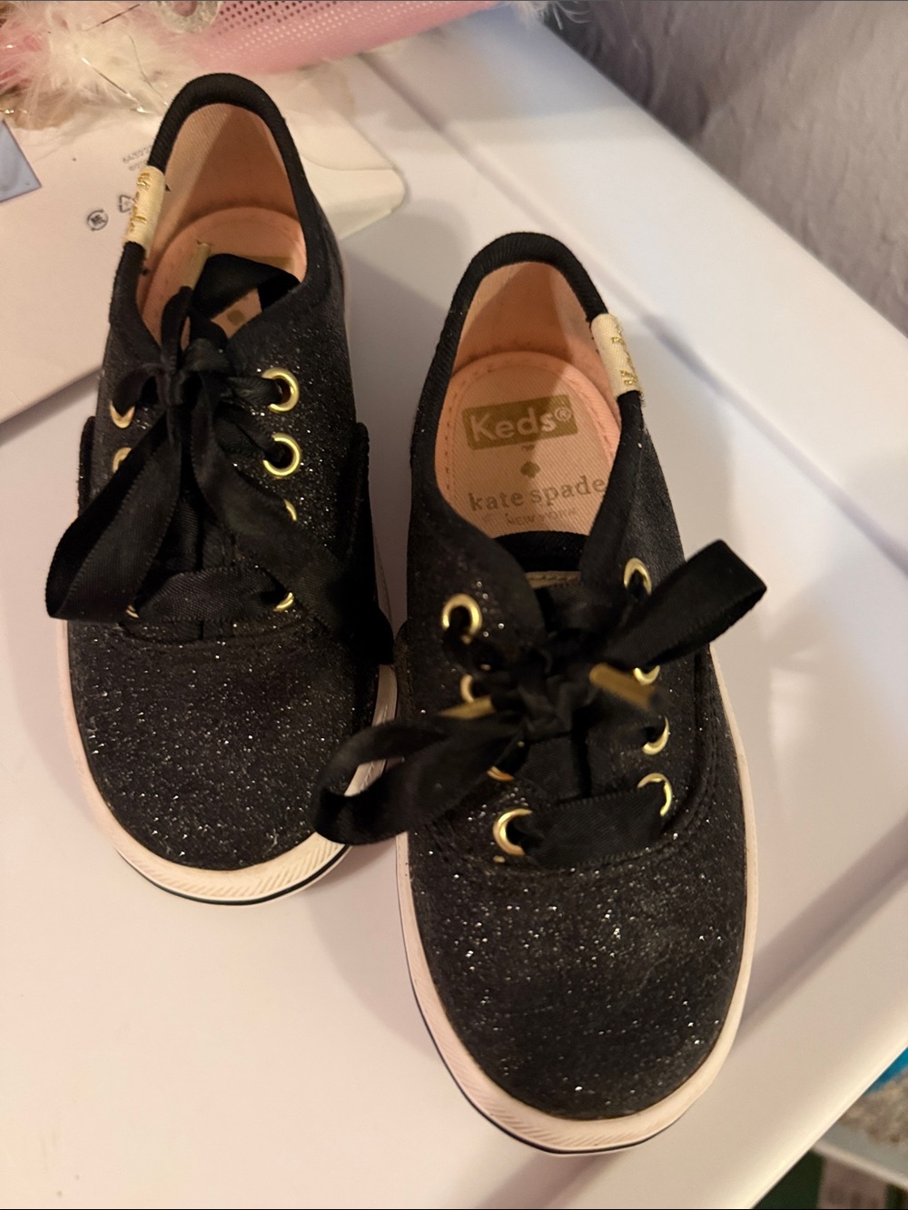 Kate Spade x Keds- Kids Black Glitter Sneakers